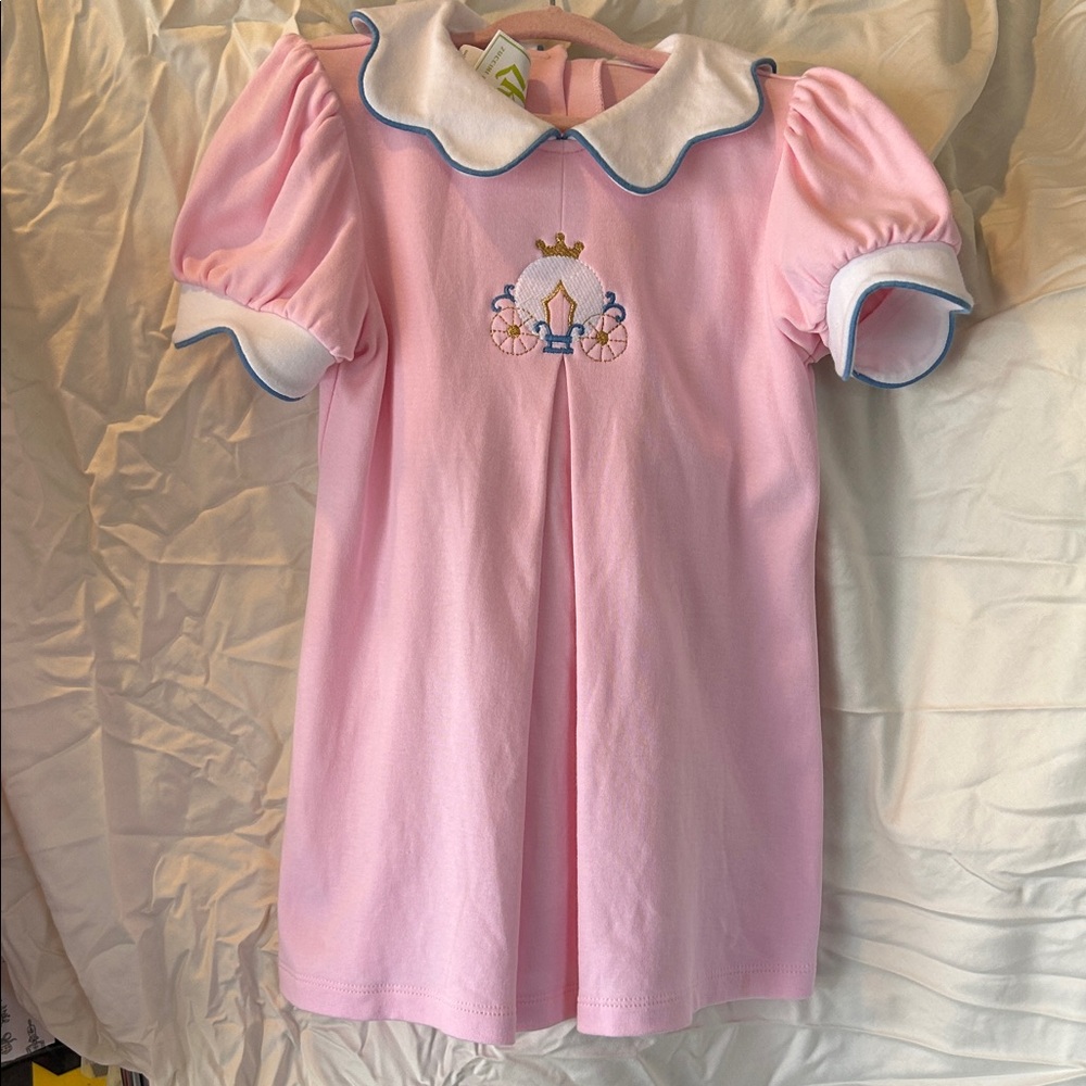 Pink Dress with Embroidered Carriage